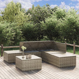 6 Piece Garden Lounge Set with Cushions Grey Poly Rattan
