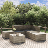 6 Piece Garden Lounge Set with Cushions Grey Poly Rattan - Side View
