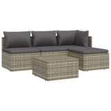 5 Piece Garden Lounge Set with Cushions Grey Poly Rattan - Top-Down View