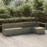5 Piece Garden Lounge Set with Cushions Grey Poly Rattan - Side View
