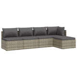 5 Piece Garden Lounge Set with Cushions Grey Poly Rattan - Top-Down View