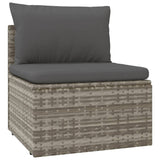 5 Piece Garden Lounge Set with Cushions Grey Poly Rattan - Rear View