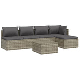 6 Piece Garden Lounge Set with Cushions Grey Poly Rattan - Top-Down View
