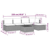 6 Piece Garden Lounge Set with Cushions Grey Poly Rattan - Extra Image