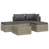 5 Piece Garden Lounge Set with Cushions Grey Poly Rattan - Top-Down View