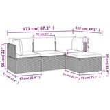 4 Piece Garden Lounge Set with Cushions Grey Poly Rattan