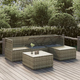 5 Piece Garden Lounge Set with Cushions Grey Poly Rattan - Side View