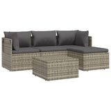 5 Piece Garden Lounge Set with Cushions Grey Poly Rattan - Top-Down View