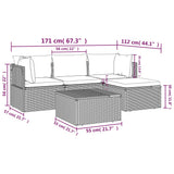 5 Piece Garden Lounge Set with Cushions Grey Poly Rattan