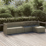 5 Piece Garden Lounge Set with Cushions Grey Poly Rattan
