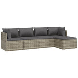 5 Piece Garden Lounge Set with Cushions Grey Poly Rattan - Top-Down View