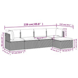 5 Piece Garden Lounge Set with Cushions Grey Poly Rattan - Extra Image