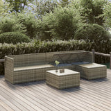 6 Piece Garden Lounge Set with Cushions Grey Poly Rattan - Side View