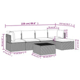 6 Piece Garden Lounge Set with Cushions Grey Poly Rattan - Extra Image