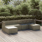 6 Piece Garden Lounge Set with Cushions Grey Poly Rattan