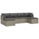 6 Piece Garden Lounge Set with Cushions Grey Poly Rattan - Top-Down View