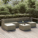 7 Piece Garden Lounge Set with Cushions Grey Poly Rattan - Side View