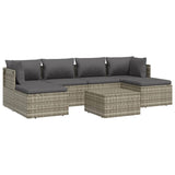 7 Piece Garden Lounge Set with Cushions Grey Poly Rattan - Top-Down View