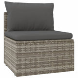 7 Piece Garden Lounge Set with Cushions Grey Poly Rattan - Rear View