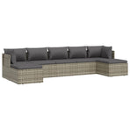 7 Piece Garden Lounge Set with Cushions Grey Poly Rattan