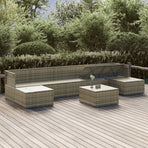 8 Piece Garden Lounge Set with Cushions Grey Poly Rattan