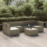 7 Piece Garden Lounge Set with Cushions Grey Poly Rattan