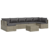 8 Piece Garden Lounge Set with Cushions Grey Poly Rattan - Side View