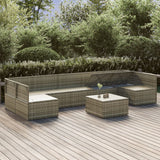 8 Piece Garden Lounge Set with Cushions Grey Poly Rattan - Top-Down View