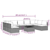 10 Piece Garden Lounge Set with Cushions Grey Poly Rattan - Extra Image