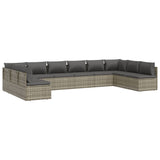 10 Piece Garden Lounge Set with Cushions Grey Poly Rattan - Top-Down View