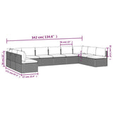 10 Piece Garden Lounge Set with Cushions Grey Poly Rattan - Extra Image