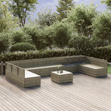 11 Piece Garden Lounge Set with Cushions Grey Poly Rattan - Side View