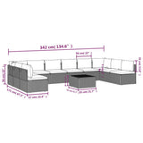 11 Piece Garden Lounge Set with Cushions Grey Poly Rattan