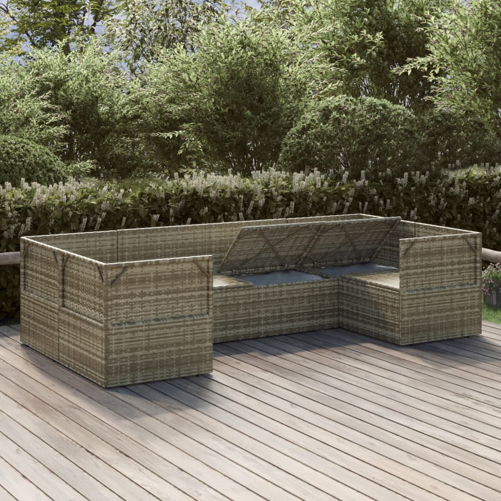 6 Piece Garden Lounge Set with Cushions Grey Poly Rattan