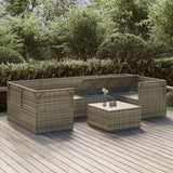 7 Piece Garden Lounge Set with Cushions Grey Poly Rattan