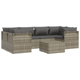 7 Piece Garden Lounge Set with Cushions Grey Poly Rattan - Top-Down View