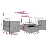 7 Piece Garden Lounge Set with Cushions Grey Poly Rattan