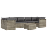 8 Piece Garden Lounge Set with Cushions Grey Poly Rattan - Side View
