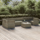 8 Piece Garden Lounge Set with Cushions Grey Poly Rattan - Top-Down View