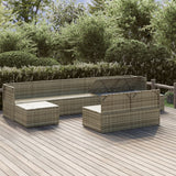 9 Piece Garden Lounge Set with Cushions Grey Poly Rattan