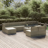 10 Piece Garden Lounge Set with Cushions Grey Poly Rattan - Top-Down View