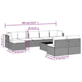 10 Piece Garden Lounge Set with Cushions Grey Poly Rattan