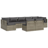 9 Piece Garden Lounge Set with Cushions Grey Poly Rattan
