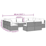 11 Piece Garden Lounge Set with Cushions Grey Poly Rattan