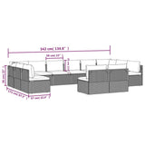 12 Piece Garden Lounge Set with Cushions Grey Poly Rattan