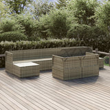 9 Piece Garden Lounge Set with Cushions Grey Poly Rattan