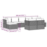 9 Piece Garden Lounge Set with Cushions Grey Poly Rattan