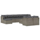 10 Piece Garden Lounge Set with Cushions Grey Poly Rattan - Top-Down View