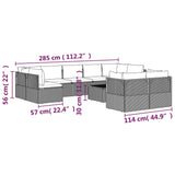 10 Piece Garden Lounge Set with Cushions Grey Poly Rattan