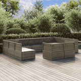 11 Piece Garden Lounge Set with Cushions Grey Poly Rattan - Side View